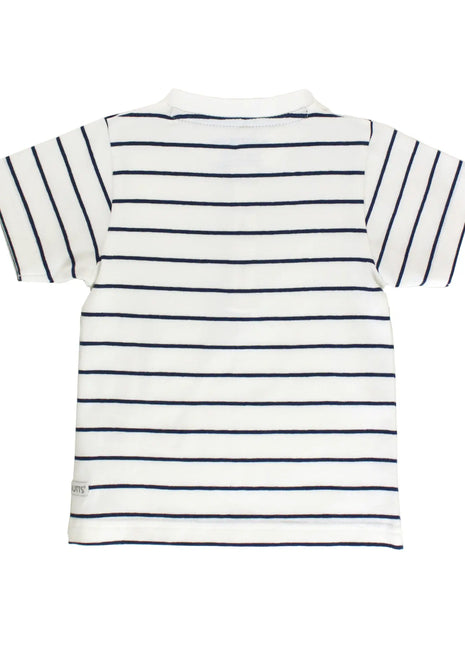 White & Navy Striped Henley