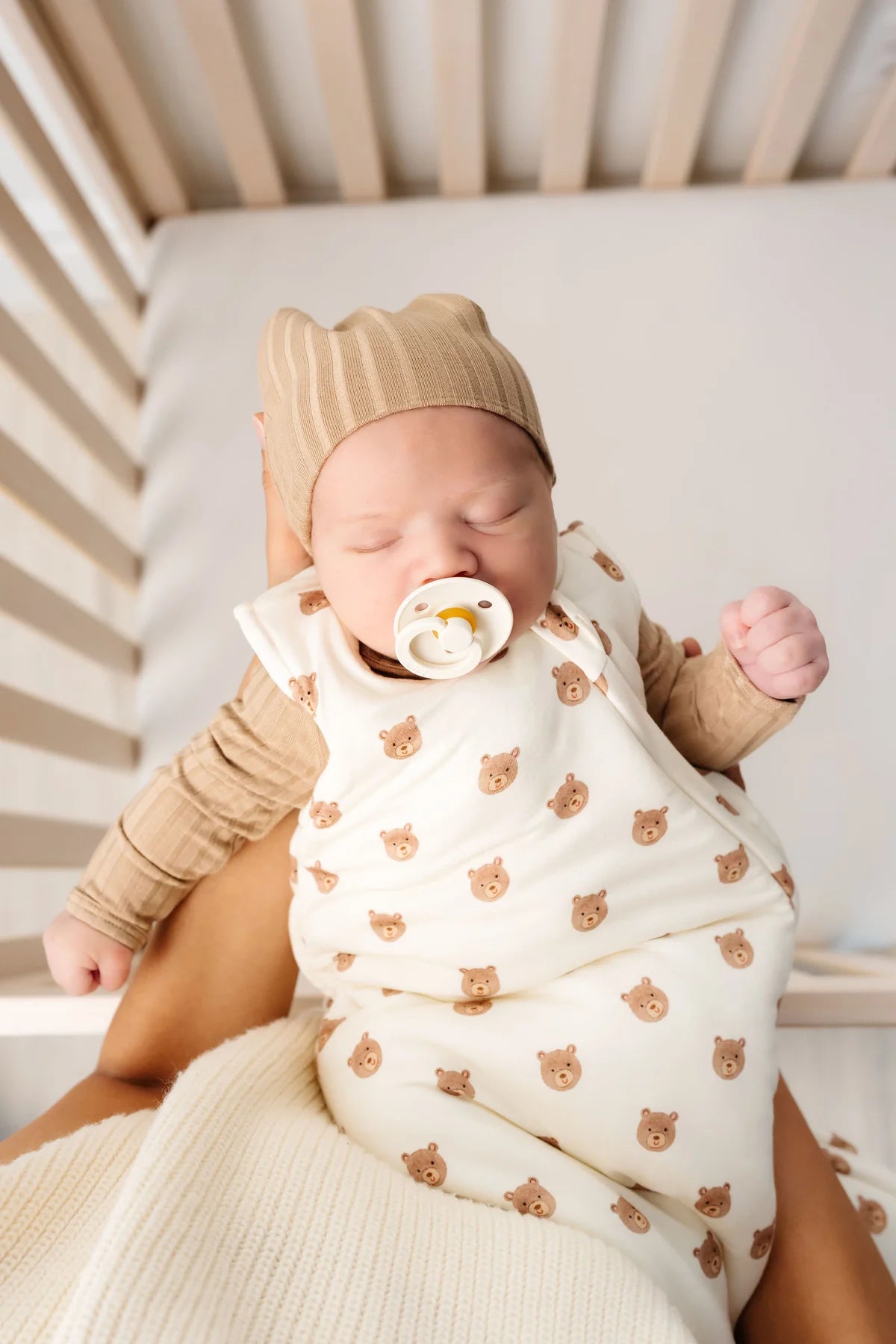 Model Wearing Lou Lou & Company Teddy Sleep Sack
