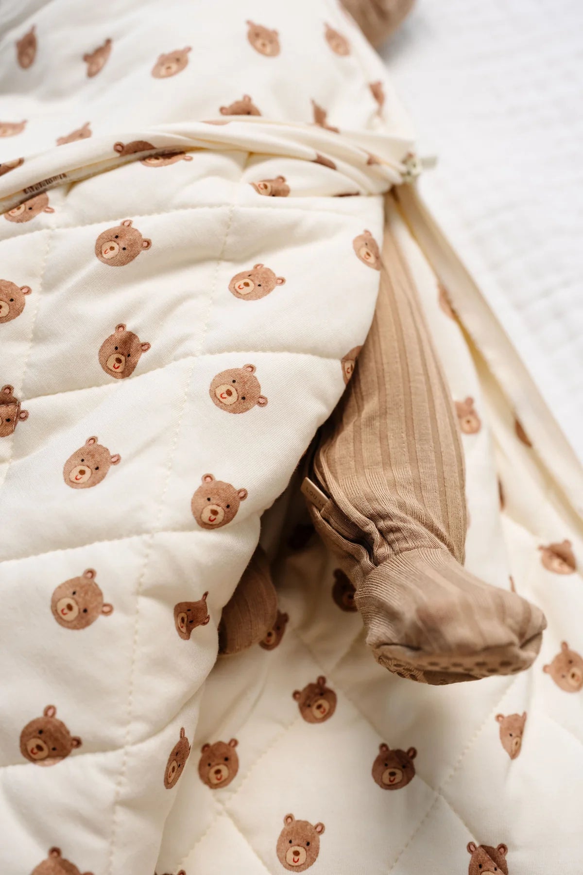 Model Wearing Lou Lou & Company Teddy Sleep Sack