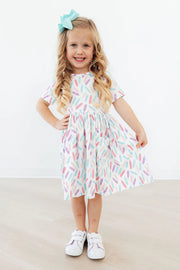 Model Wearing Mila & Rose COLOR CRAYONS S/S POCKET TWIRL DRESS