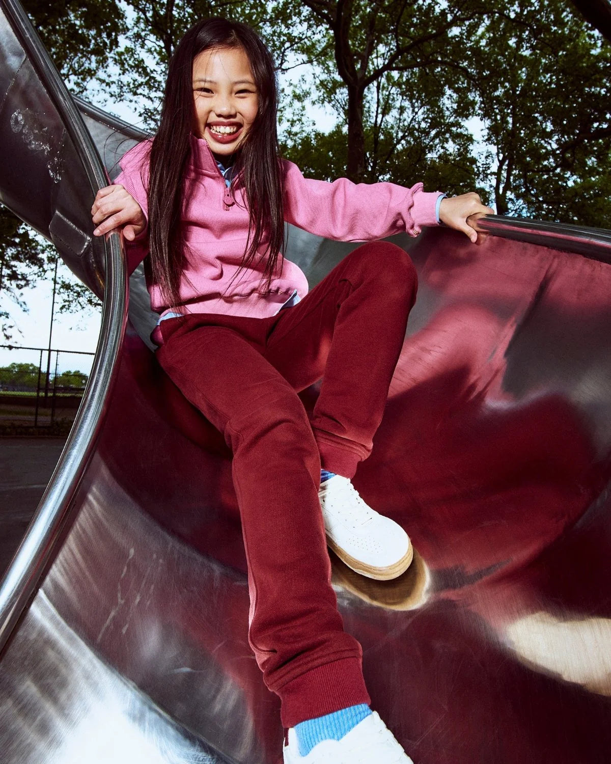 Model Wearing Appaman Vanna Half Zip Sweater - Dusty Pink