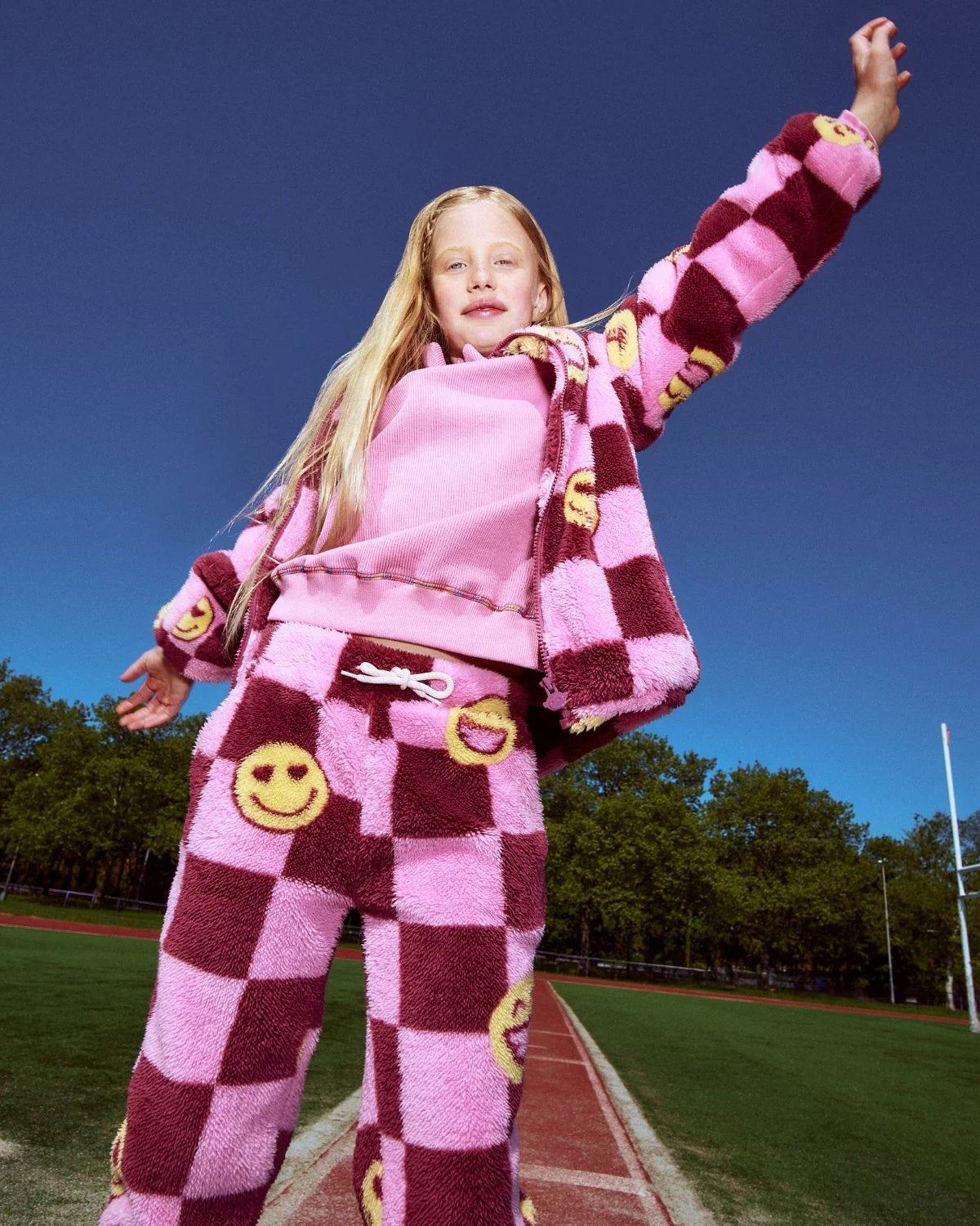 Model Wearing Appaman Vanna Half Zip Sweater - Dusty Pink