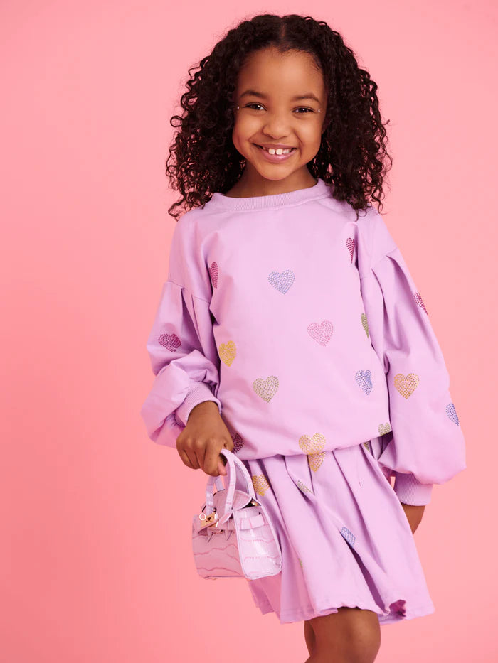 Model Wearing Lola And The Boys Lavender Sparkle Hearts Set
