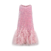 Lola And The Boys Sequin Feather Pretty Dress