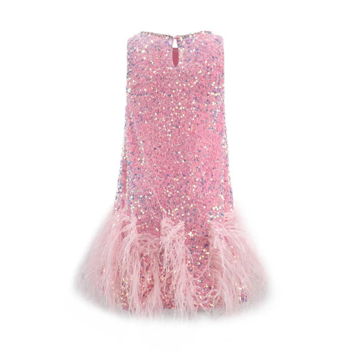 Lola And The Boys Sequin Feather Pretty Dress