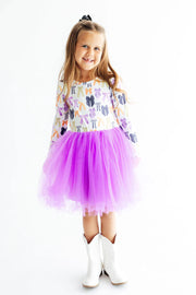 Model Wearing Mila & Rose Tied With A Boo Long Sleeve Tutu Dress