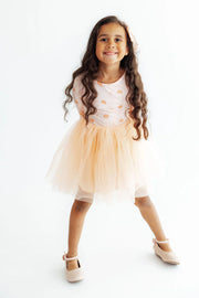 Model Wearing Mila & Rose Gingham Pumpkins Long Sleeve Tutu Dress