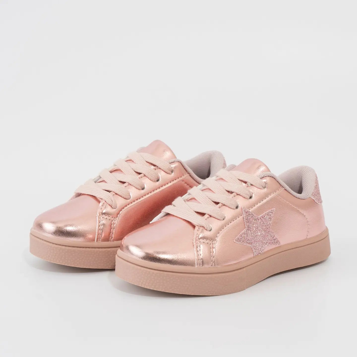 Marie Nicole Clothing Girls' Sparkle Star Sneaker - Metallic Pink