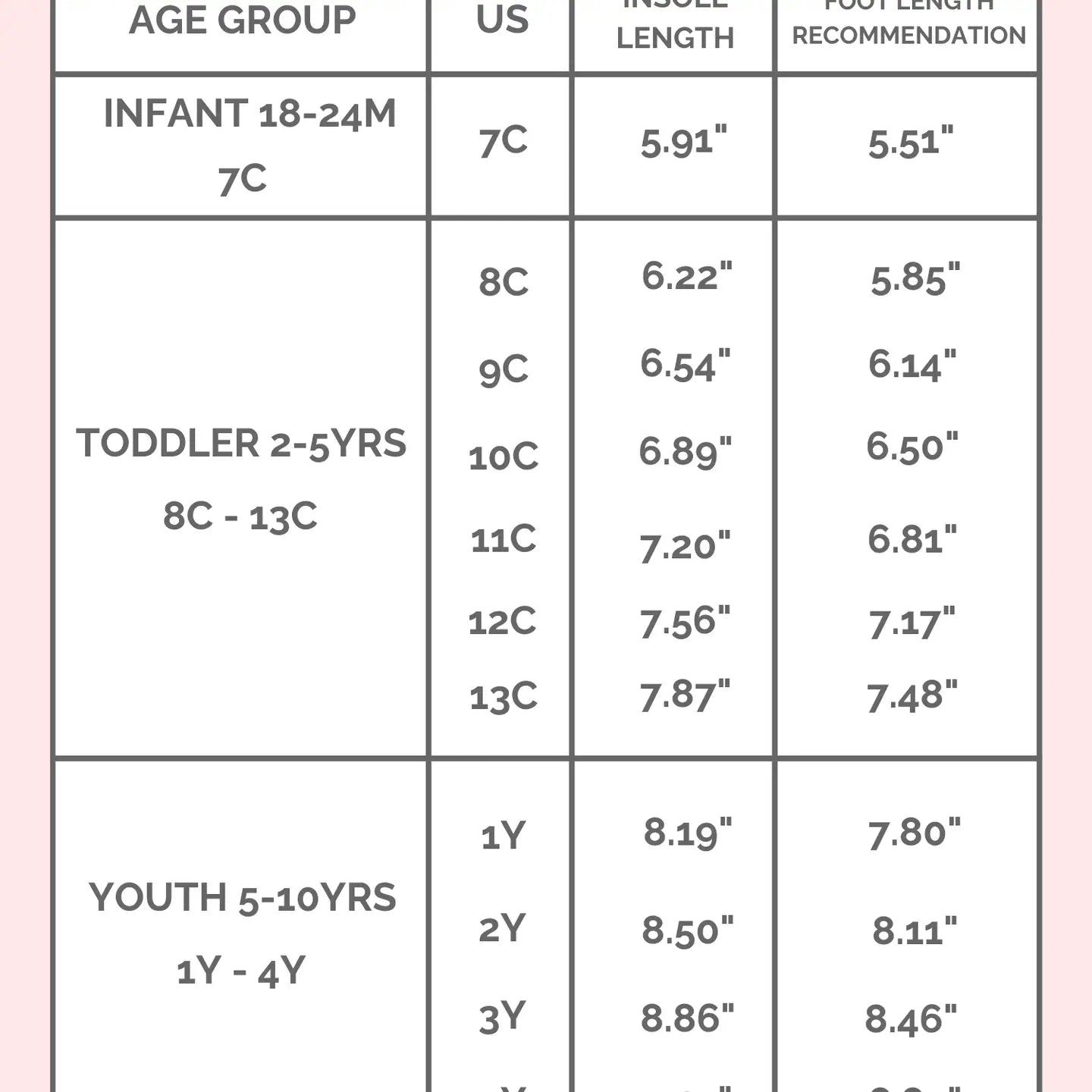 Marie Nicole Clothing Shoe Size Chart