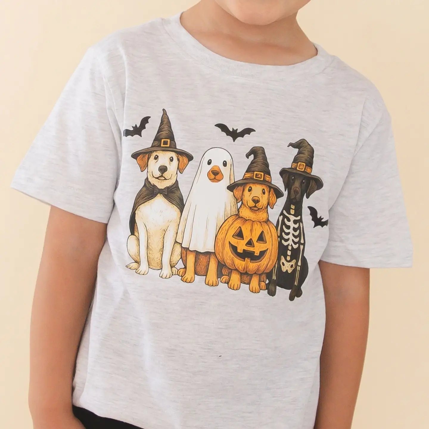Model Wearing Sweet Wink Halloween Puppies Short Sleeve T-Shirt - Boys Clothing