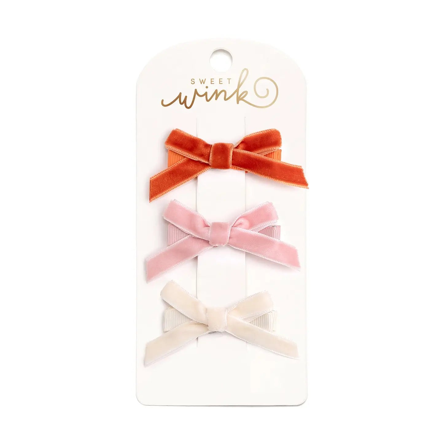 Sweet Wink Mini Velvet Bow Clip Set - Kids Hair Accessories - Hair Bows