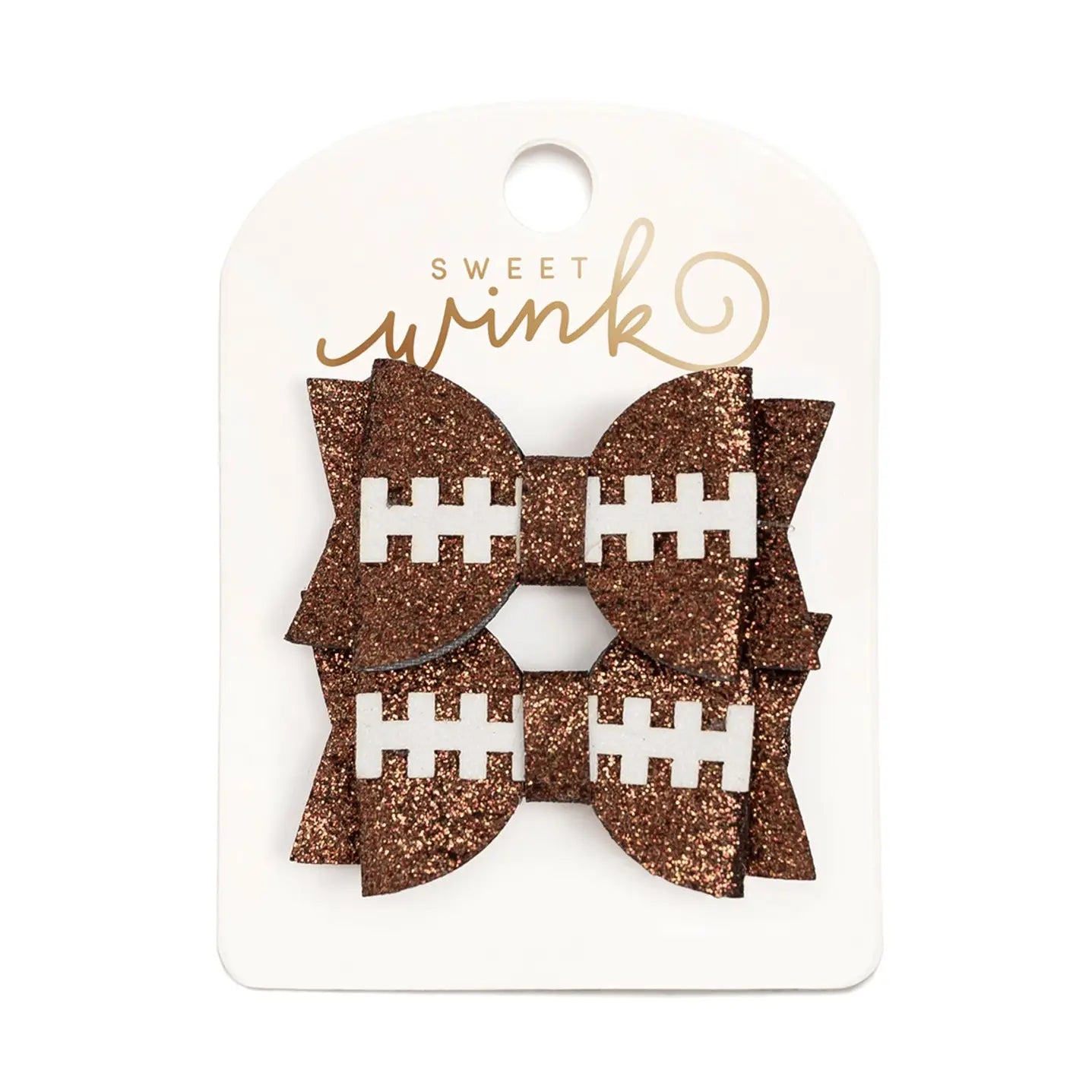 Sweet Wink Game Day Glitter Bow Clip Set - Football - Kids Hair