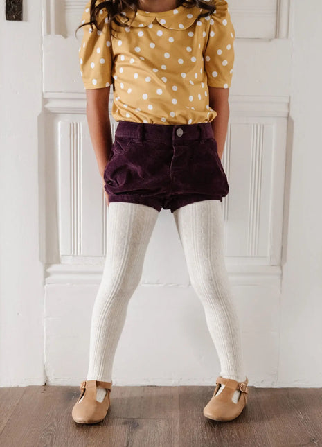 Heathered Ivory Cable Knit Tights