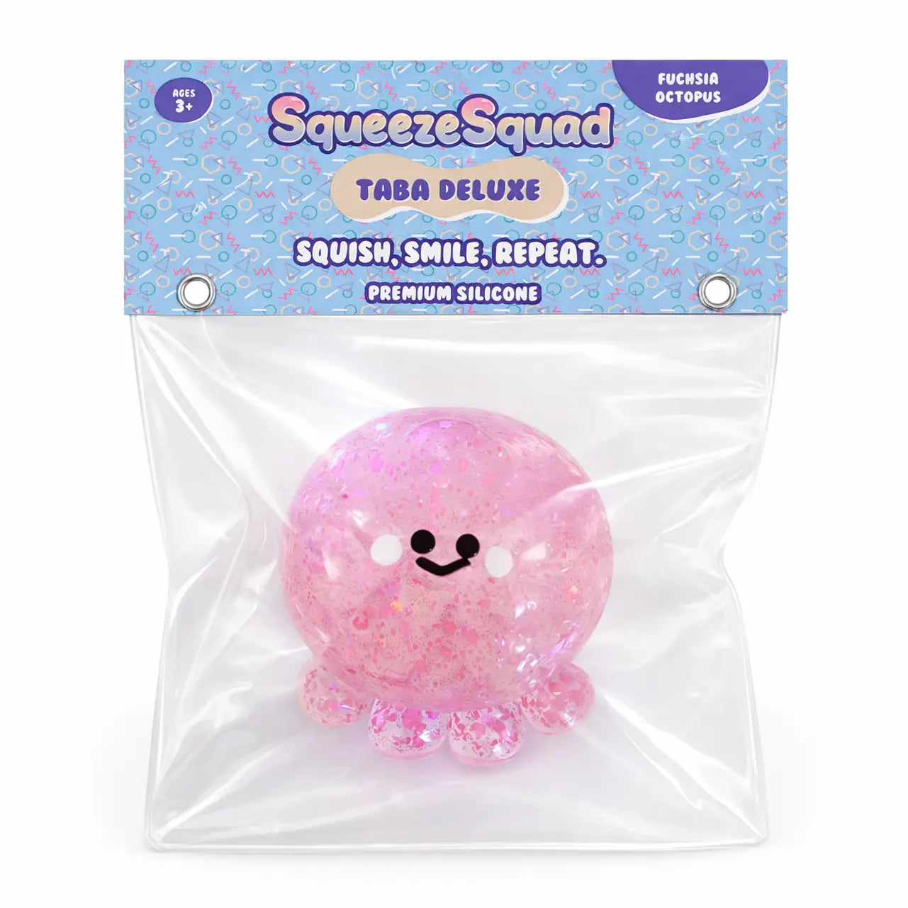 Showcase Squeezesquad Taba Deluxe Premium Silicone Squishy Fidget Toy - Fuchsia Octopus