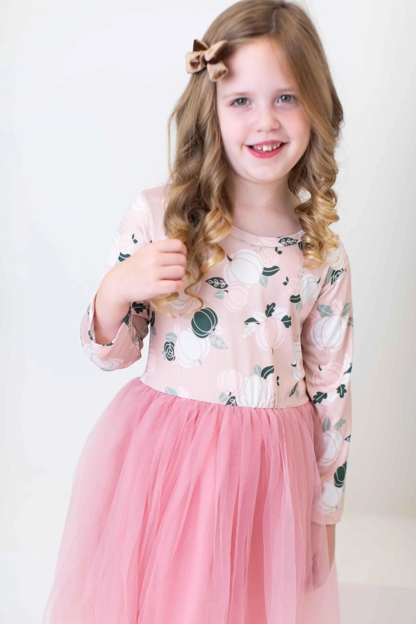 Model Wearing Mila & Rose Hot Chocolate Velvet Bow Hair Clip