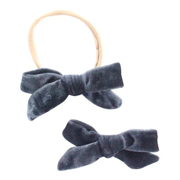 Mila And Rose Light Navy Velvet Bow Hair Clip