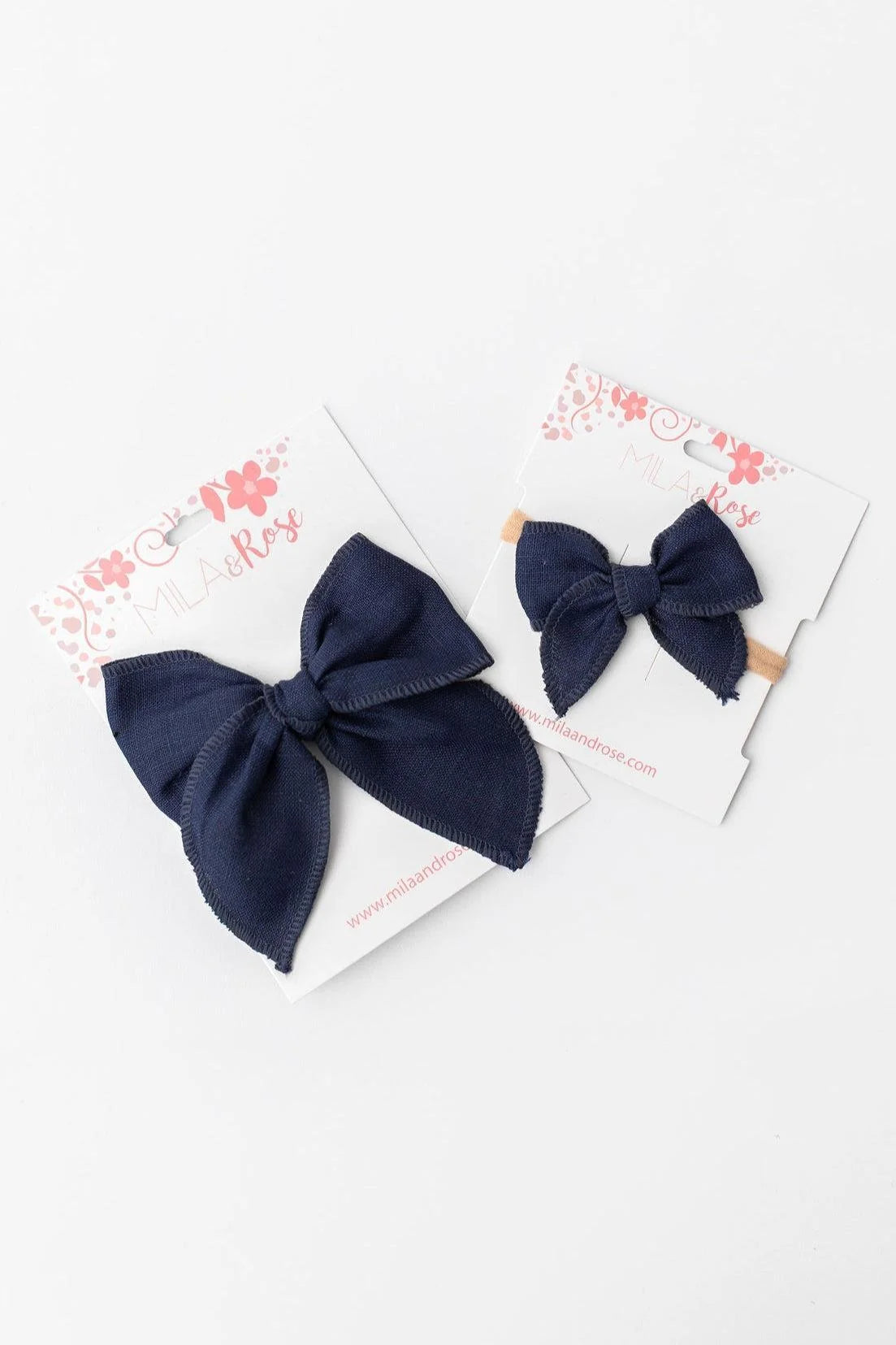 Mila And Rose Classic Navy Bow Headband