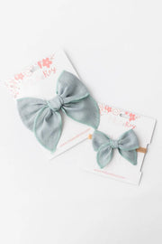 Mila And Rose CLASSIC HAIR BOW Headband- SAGE