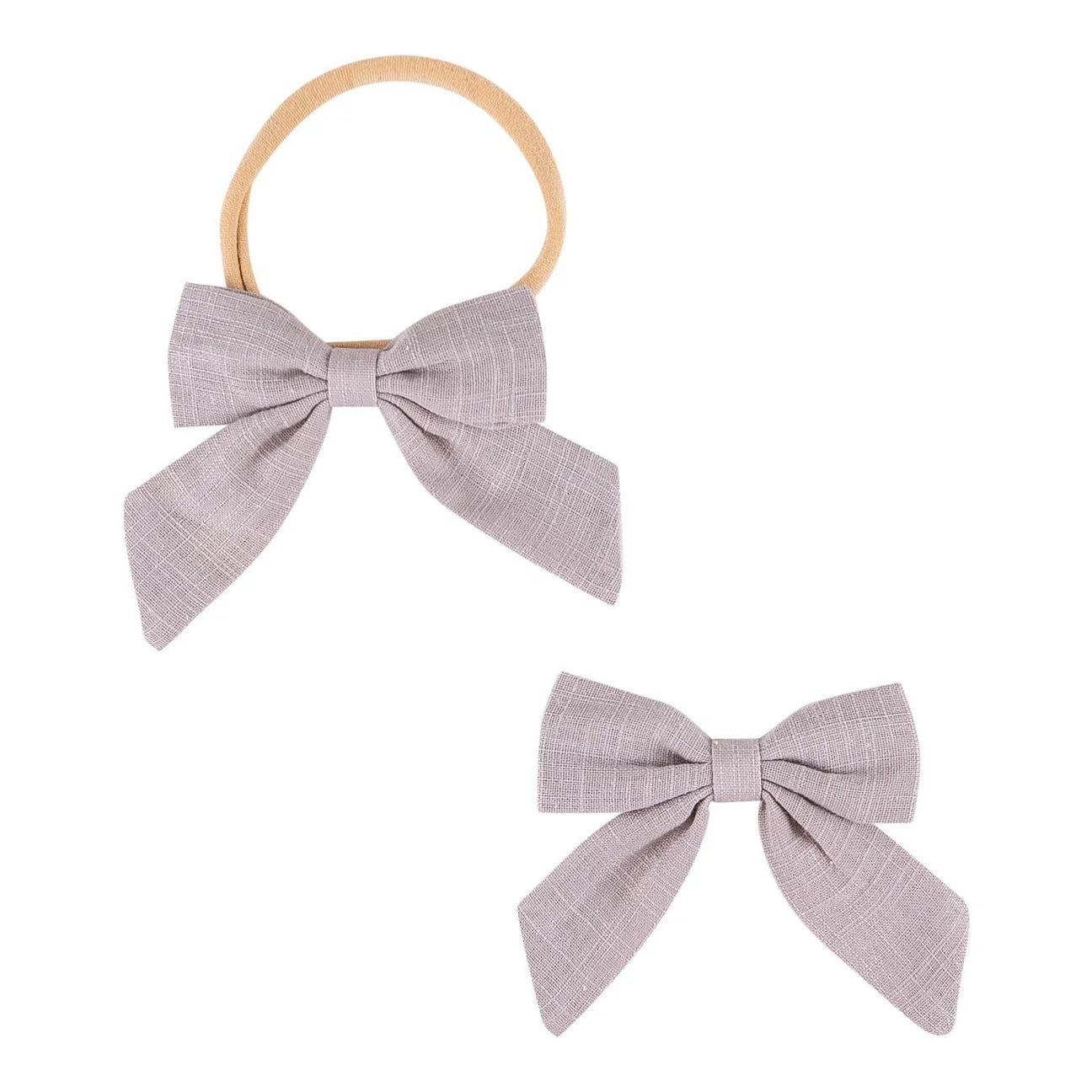 Gray Hand Tied Bow Headband