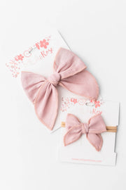 Classic Bow Hair Clip - Vintage Pink