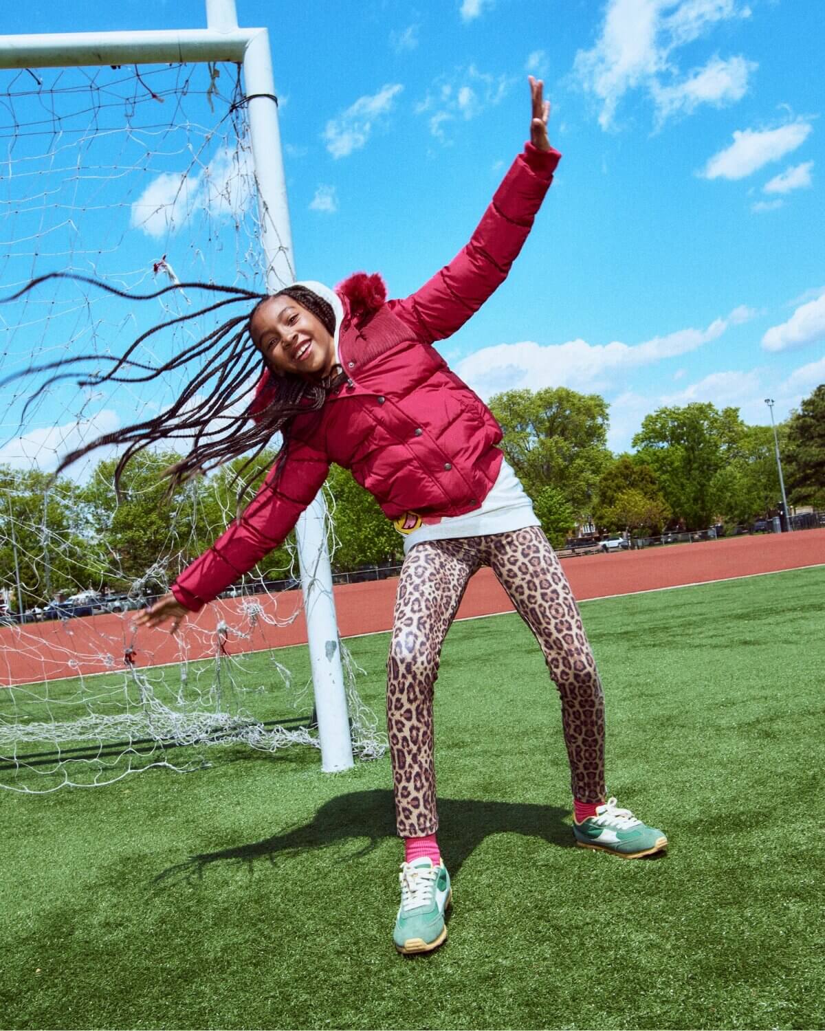 Model Wearing Appaman Leopard Leggings