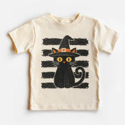 Madi Moosh Kids Black Cat Halloween Shirt, Witch Hat Toddler Tee, Spooky Vintage Fall Graphic