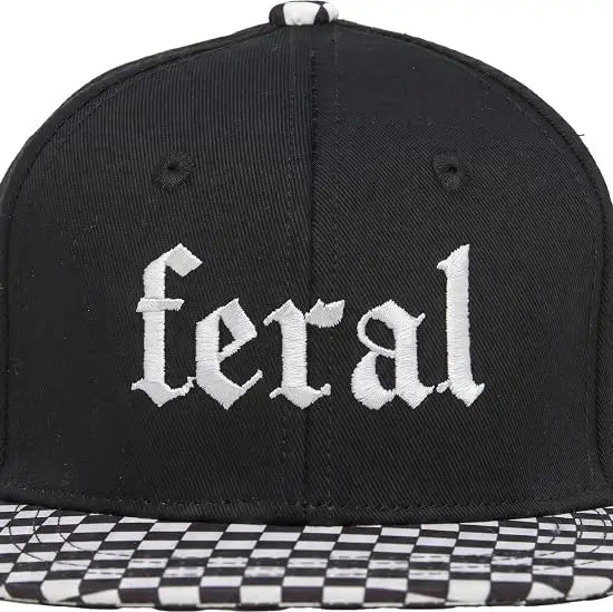 Funky Junque Flat Brim Trucker Hat - Feral - Checker Brim
