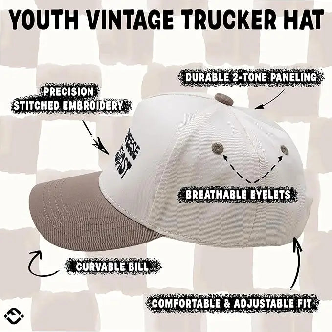 Funky Junque Kids/Baby 2-Tone Cap: Mac & Cheese Enthusiast - Khaki/Beige