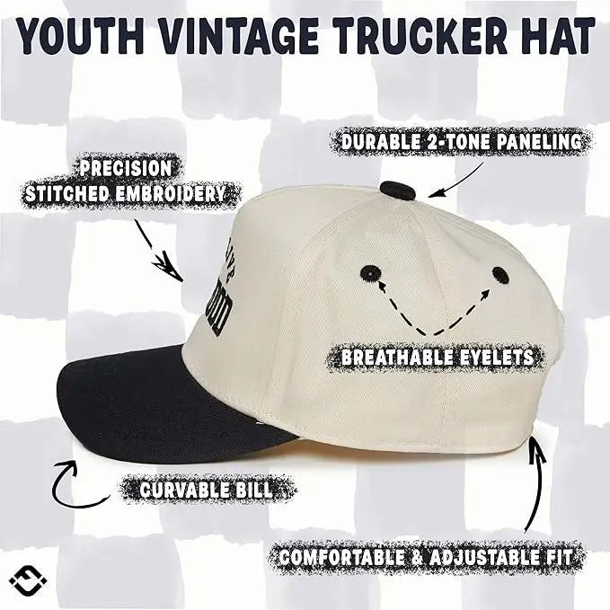 Funky Junque Kids/Baby Two Tone Cap - Long Live Boyhood - Black/Beige