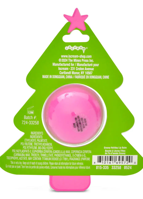 Iscream Groovy Holiday Lip Balm Back of Package
