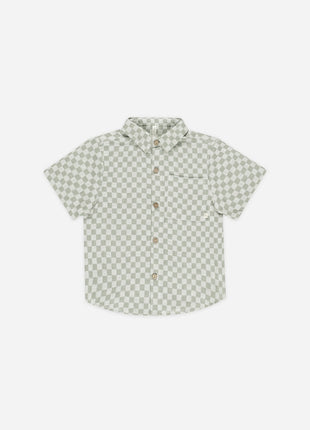 Rylee + Cru Collared Short Sleeve Shirt || Sage Check