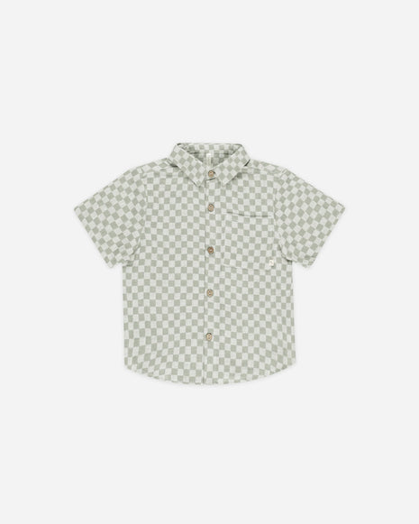 Rylee + Cru Collared Short Sleeve Shirt || Sage Check