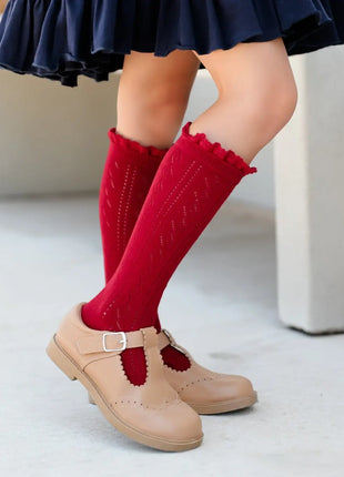 Fancy Lace Top Knee High Socks