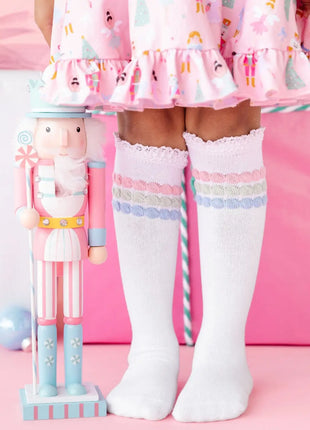 Winter Bubble Lace Top Knee High Socks