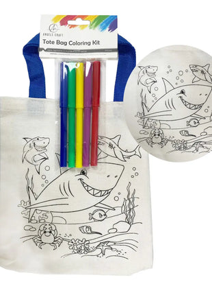 Angel’s Crafts Tote Bag Coloring Kit, 4 Options Available (Sharks)