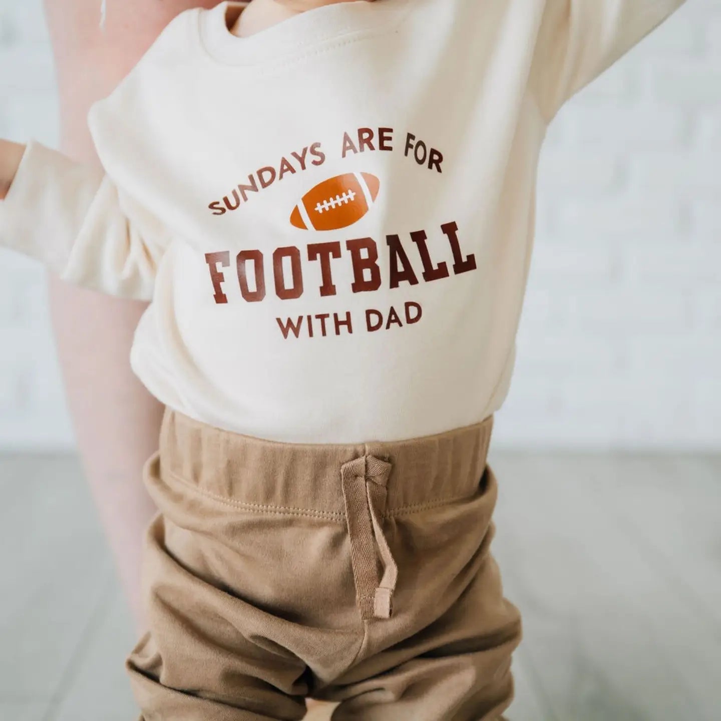 Model Wearing Sweet Wink Sundays Are For Football Long Sleeve Romper - Boys Clothing