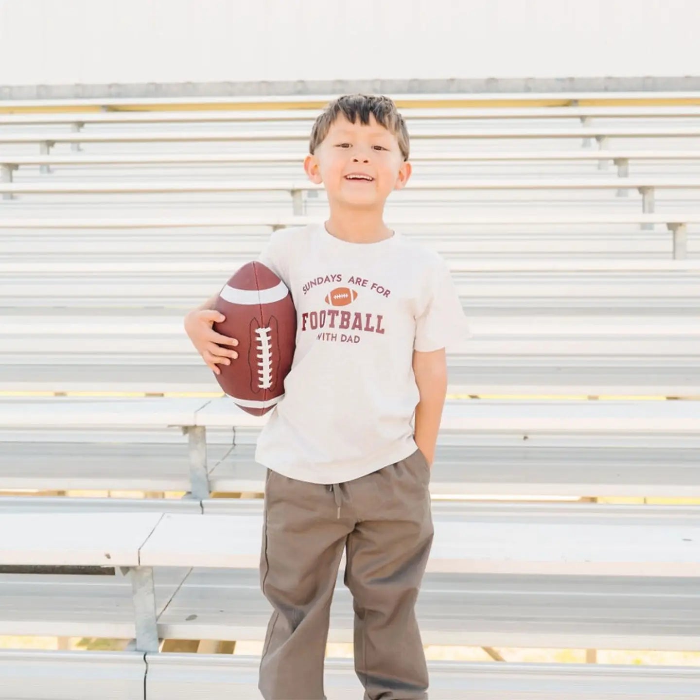 Model Wearing Sweet Wink Sundays Are For Football Short Sleeve T-Shirt -Boys Clothing