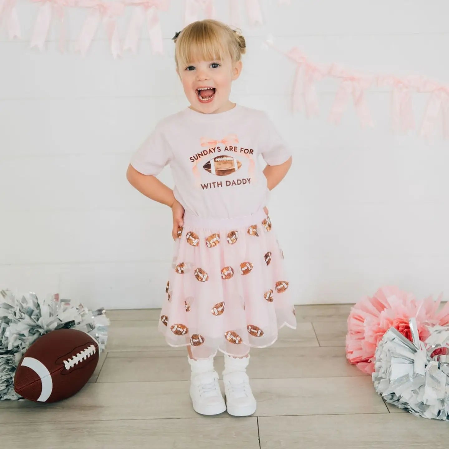 Model Wearing Sundays Are For Football Short Sleeve T-Shirt -Kids Clothing