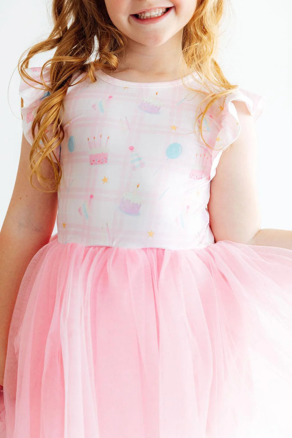 Model Wearing Mila & Rose Birthday Magic Flutter Sleeve Tutu Dress