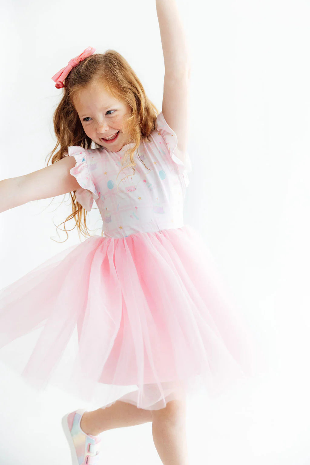 Model Wearing Mila & Rose Birthday Magic Flutter Sleeve Tutu Dress
