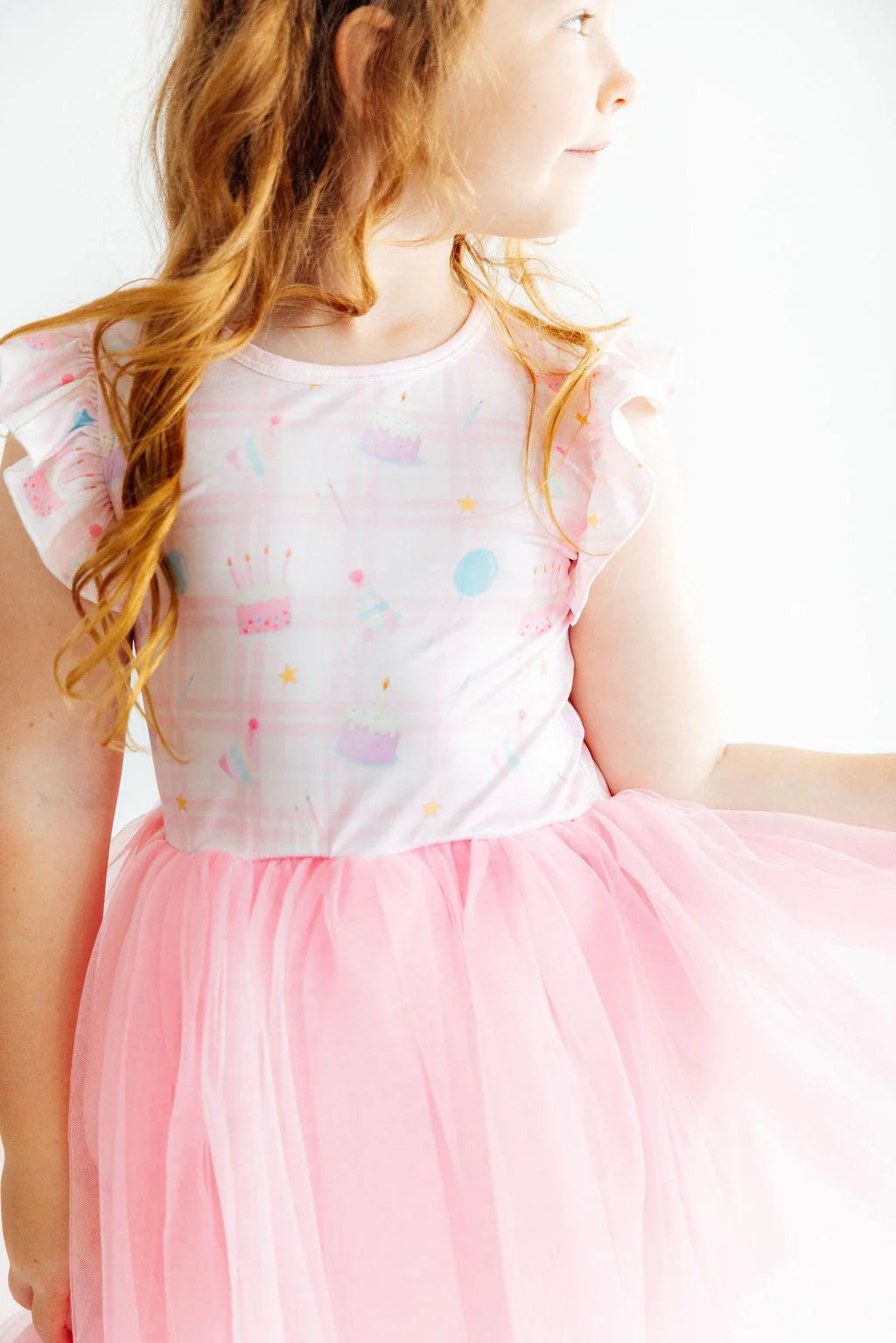 Model Wearing Mila & Rose Birthday Magic Flutter Sleeve Tutu Dress