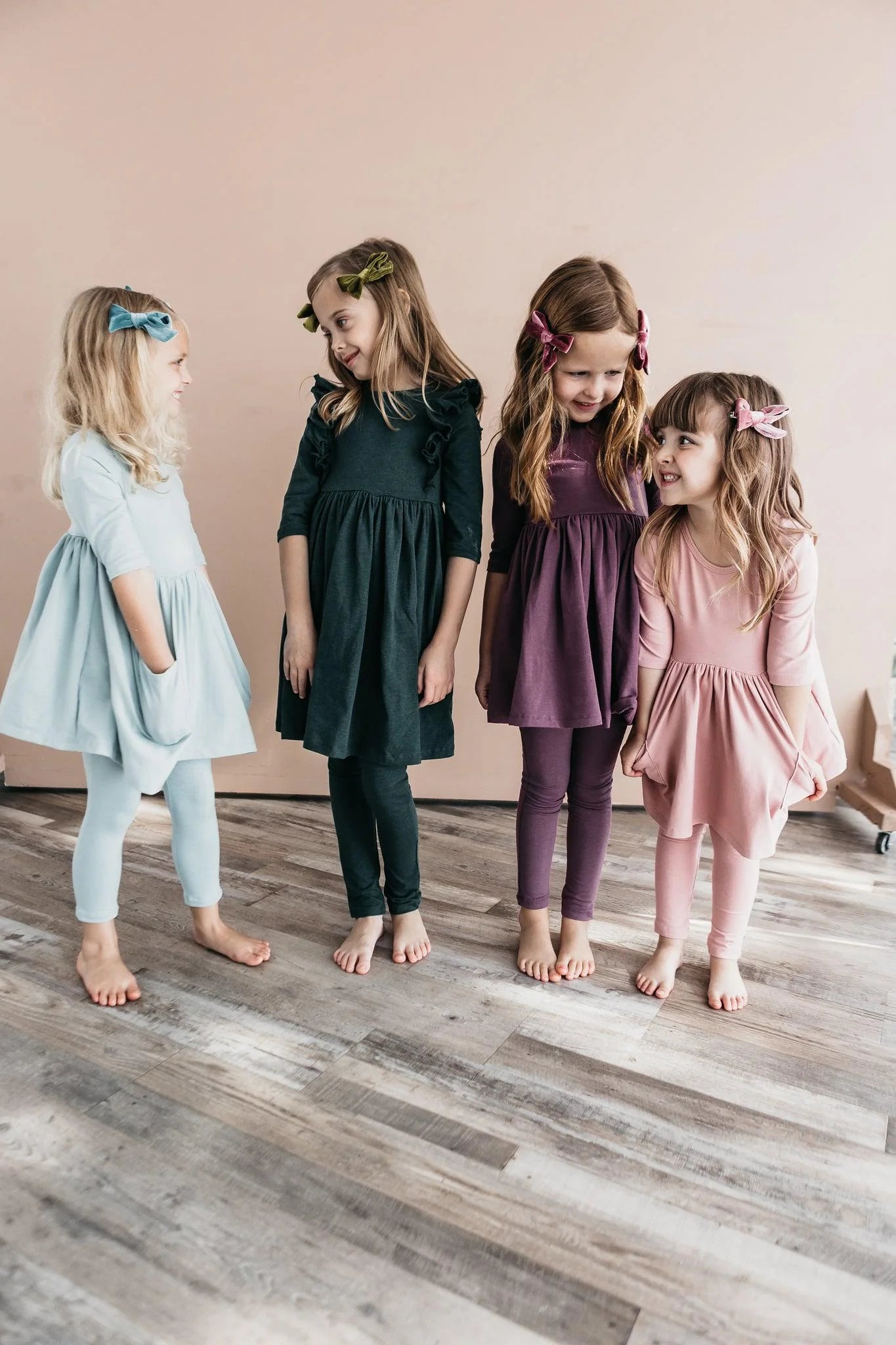 Models Wearing Mila & Rose Twirl Dresses And Leggings