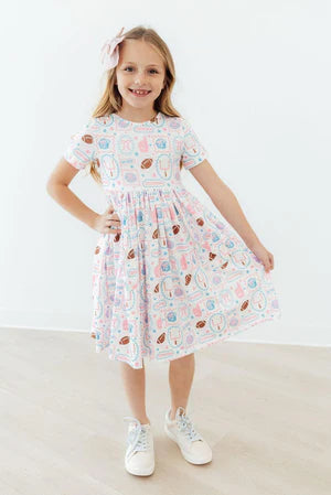 Model Wearing Mila & Rose Game Day Girlie Pocket Twirl Dress