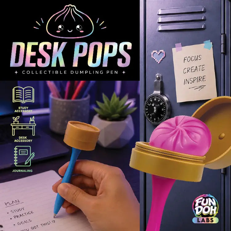Showcase Fun Doh Squishy Dumpling Pen Desk Pop Variety - 12/Display