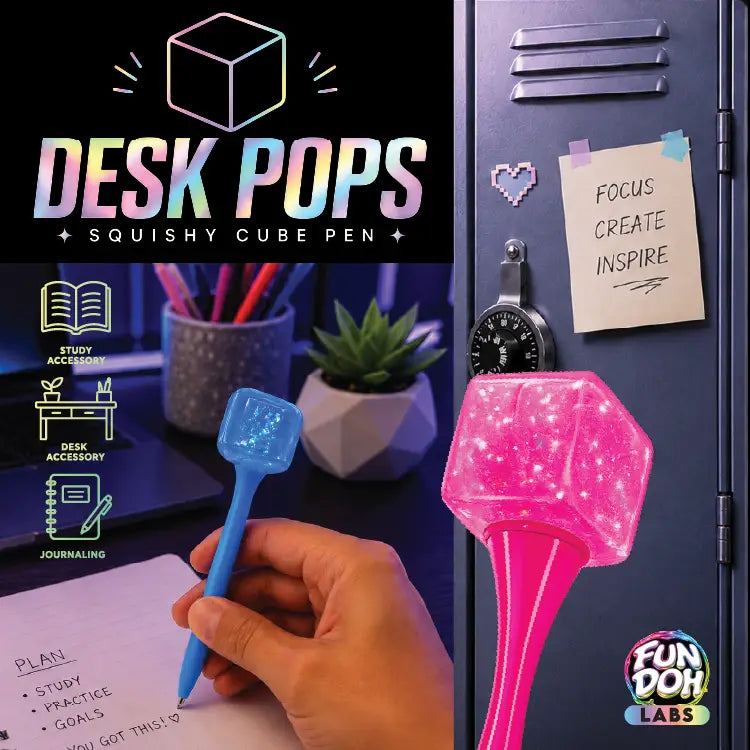Showcase Fun Doh Squishy Cube Toy Pen Assortment - 12/Display