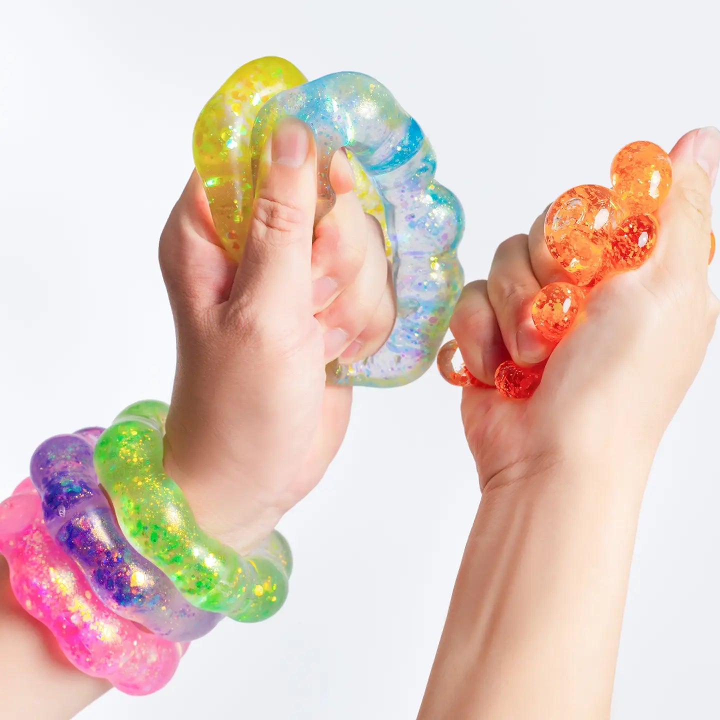 Model Wearing Showcase Sugar Squeez Squishies® Fidget Sugar Bracelet (1pc) Assorted Colors