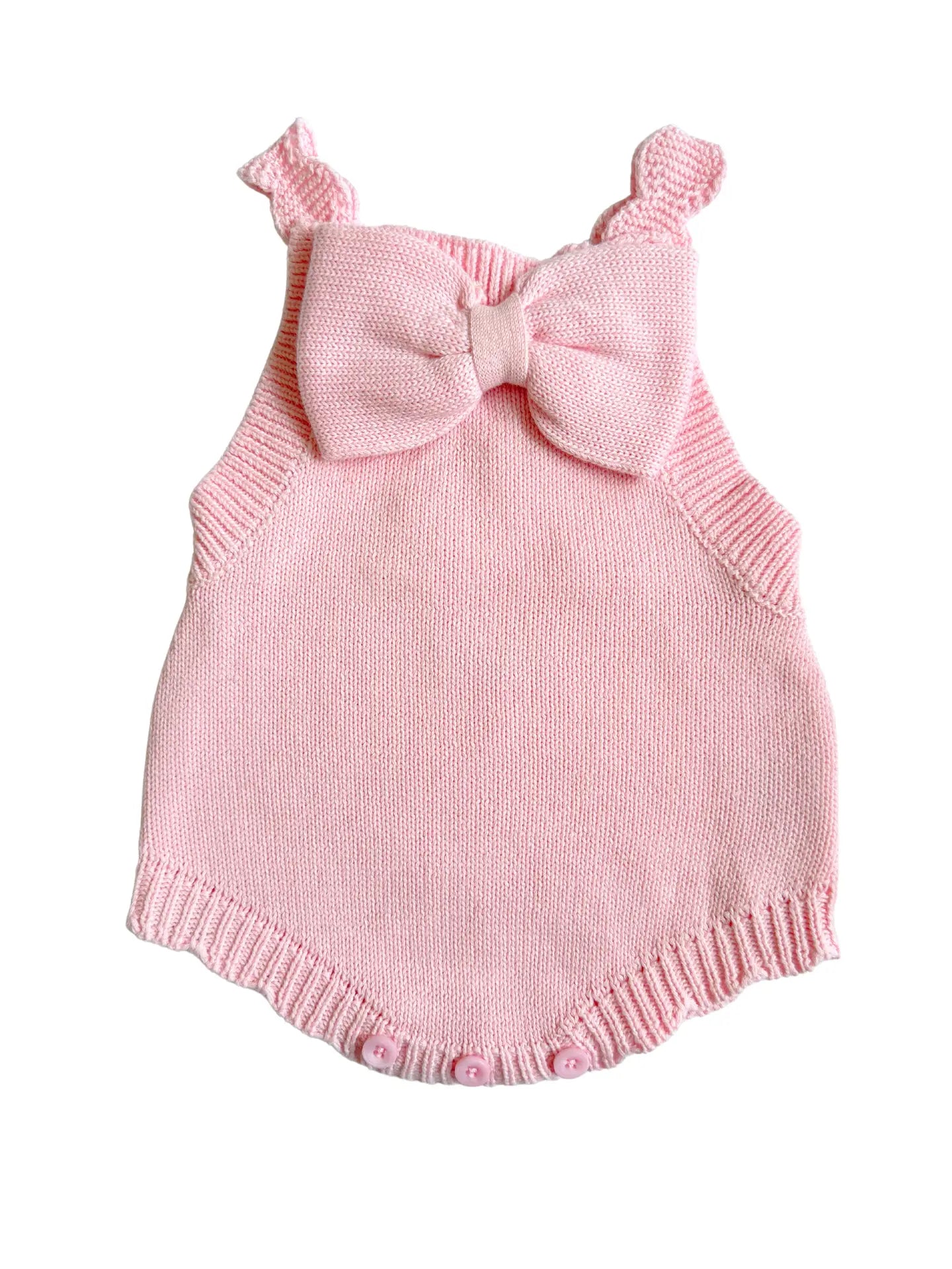 Luna + Luca Oversized Bow Romper - Powder Pink