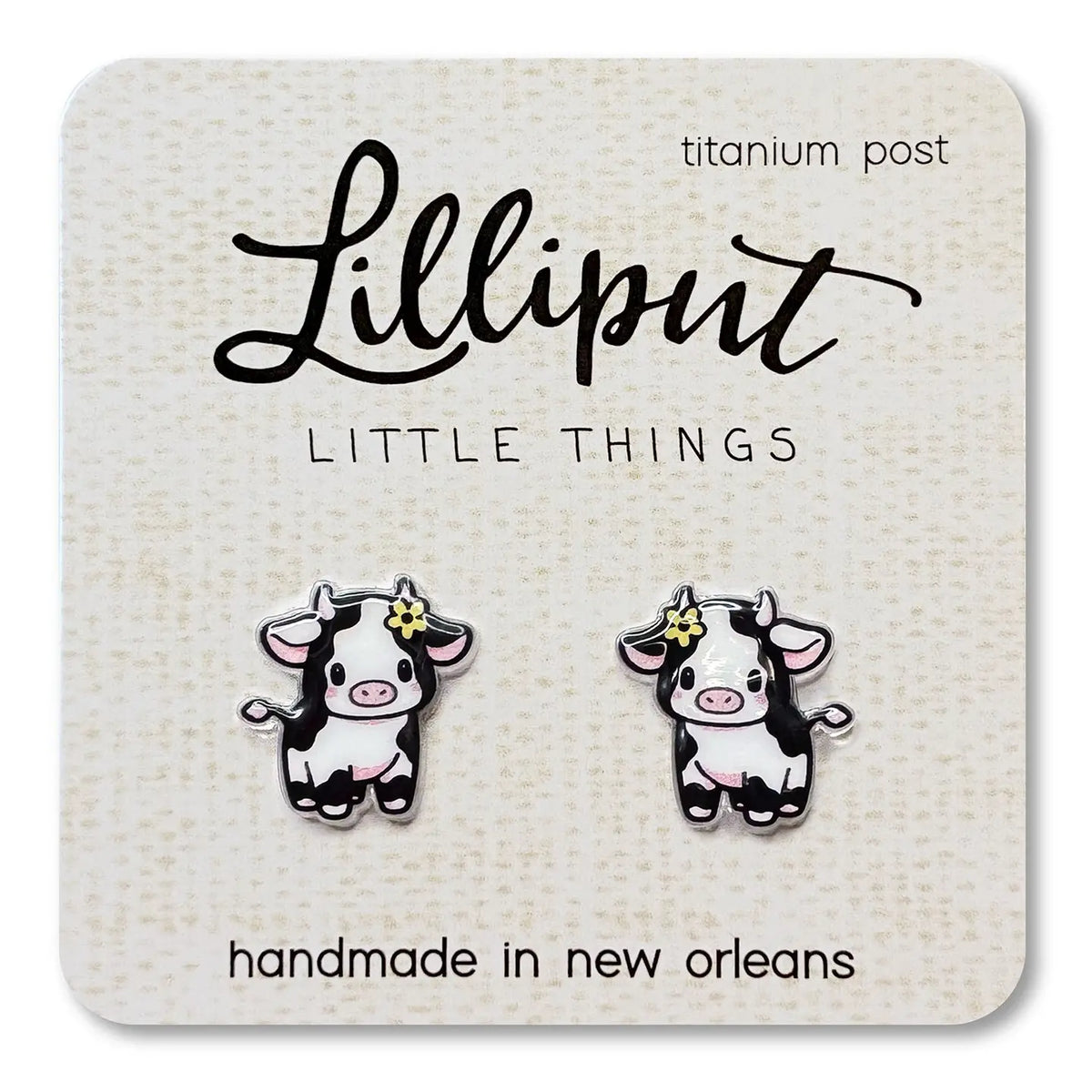 Lilliput Baby Cow Earrings // Farm Animal Earrings