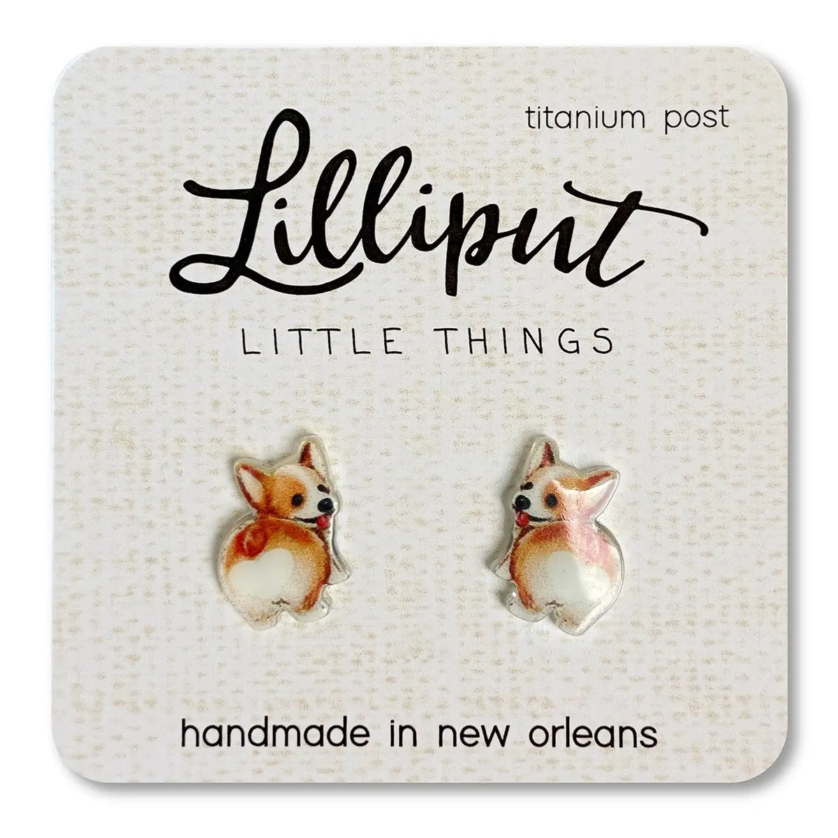 Lilliput Corgi Butt Earrings // Dog Lover Gift