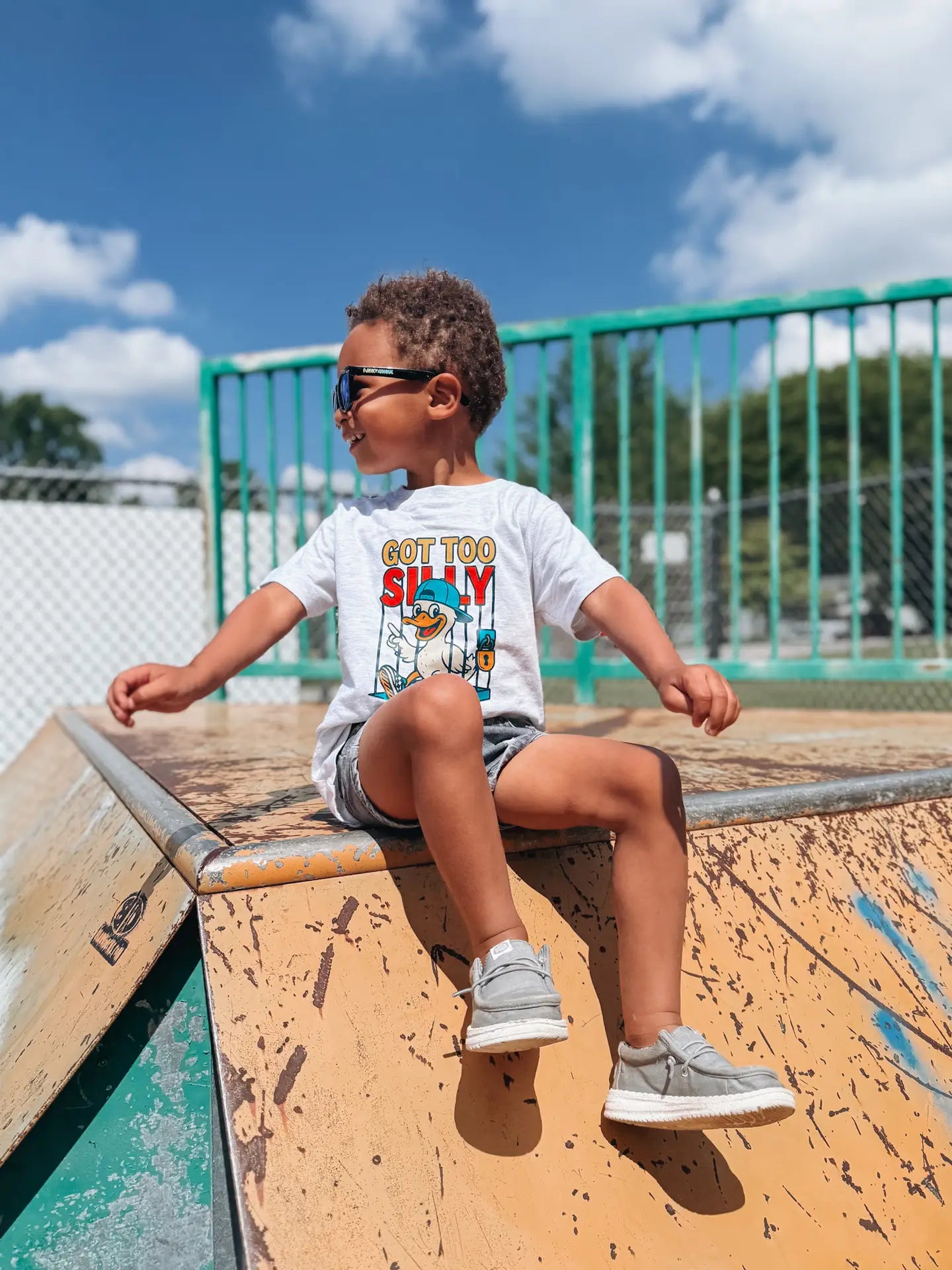 Model Wearing Raising Brave Got Too Silly- Baby/Toddler Tee